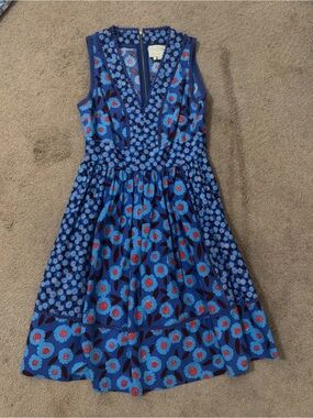 Kate Spade New York Blue Floral Fit and Flare Dress Size 2